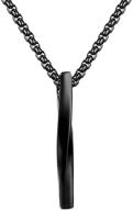 📿 heaviester fashion stainless steel vertical bar pendant necklace with 22-inch link chain logo