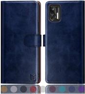 📱 rfid blocking leather wallet case for moto g stylus 2021 | suanpot flip folio book phone case with credit card holder | shockproof cover for motorola moto g stylus, blue logo