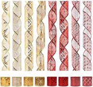 🎄 mtsce christmas tree ribbon garland red gold - christmas wrapping ribbon for gift wrapping, home decoration - 8pcs (2.48 inch x 6 yards) logo