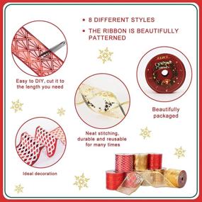 img 2 attached to 🎄 MTSCE Christmas Tree Ribbon Garland Red Gold - Christmas Wrapping Ribbon for Gift Wrapping, Home Decoration - 8PCS (2.48 Inch x 6 Yards)