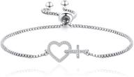 🎁 hxillery 925 sterling silver cross heart bracelet with infinity charm - adjustable evil eye jewelry for women, girls - perfect gifts for friends, birthdays, christmas logo