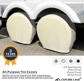 img 3 attached to 🚛 2 Pack Land Tire Covers - Heavy-Duty Wheel Protectors for Truck, SUV, Trailer, Camper, RV - Universal Fit for Tire Diameters 23-25.75 inches, White