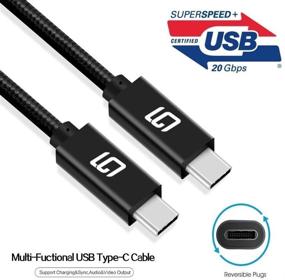 img 4 attached to 💪 Кабель GodSpin USB C to USB C - Суперскорость 20Гбит/с, сертифицированный тип-C к типу-C, мощность 100 Вт, оплетка из нейлона, USB 3.1, 3.2, Thunderbolt 3, поддержка двух 4K или одного 5K @60 Гц дисплея - 6,6 фута/20Гбит/с