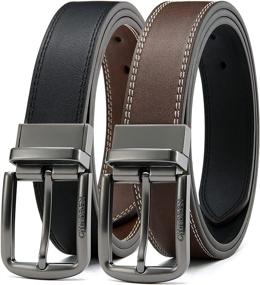 img 4 attached to Adjustable Leather Men's Belts: 👔 Reversible Chaoren Accessories with Rotatable Buckle