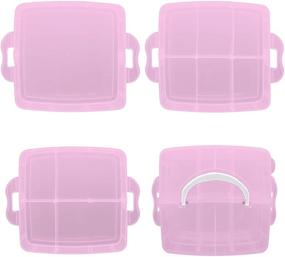 img 1 attached to 2 Pack - Pink Stackable Craft Organizer Box, 3-Layer Small Storage Container Case with Adjustable Compartments - Ideal for Beads, Crafts, Jewelry, Fishing Tackle (5.75 x 5.75 x 5 inches)