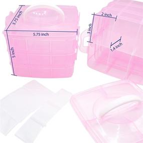 img 3 attached to 2 Pack - Pink Stackable Craft Organizer Box, 3-Layer Small Storage Container Case with Adjustable Compartments - Ideal for Beads, Crafts, Jewelry, Fishing Tackle (5.75 x 5.75 x 5 inches)