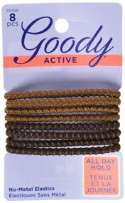 img 3 attached to 👱 Goody SlideProof Silicone Hair Tie Elastics, Brunette, 8-count - Secure and Stylish Hold for Brunette Hair (1942461)