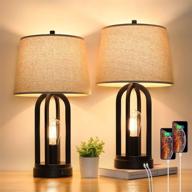 💡 enhance your bedroom decor with set of 2 touch bedside table lamps - dimmable & usb charging ports included! логотип