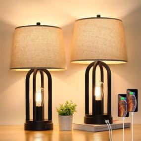 img 4 attached to 💡 Enhance Your Bedroom Decor with Set of 2 Touch Bedside Table Lamps - Dimmable & USB Charging Ports Included!