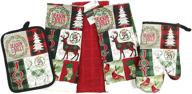 🏡 кухонные полотенца и прихватки serafina home christmas lodge: набор с березовой клеткой patch joy peace love традиционный стиль (праздничный лог зимнего дома) логотип