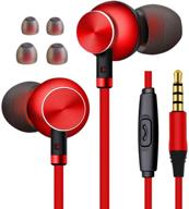 kakom red noise isolating earbuds with deep bass & remote control - compatible with iphone, samsung, ipad, ipod logo