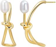 🎀 viennois gold plated bow dangle earrings with natural pearl: statement jewelry gift for women and girls (gold plated) logo