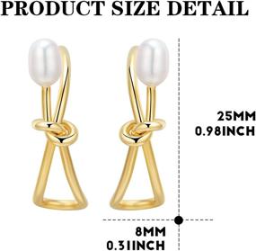 img 1 attached to 🎀 VIENNOIS Gold Plated Bow Dangle Earrings with Natural Pearl: Statement Jewelry Gift for Women and Girls (Gold Plated)