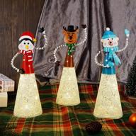 🎄 set of 3 led lighted christmas table decorations - reindeer, polar bear, and penguin | battery operated xmas holiday winter tabletop desk ornaments логотип