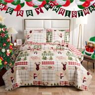 🦌 tigona christmas quilt sets queen size - rustic lodge deer bedding sets with snowman print - soft & lightweight bed decor coverlet set logo