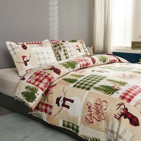 img 2 attached to 🦌 TIGONA Christmas Quilt Sets Queen Size - Rustic Lodge Deer Bedding Sets with Snowman Print - Soft & Lightweight Bed Decor Coverlet Set