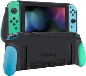 img 4 attached to 📱 Switch Protective Case: Dockable Cover, Silicone Grip, Anti-Scratch & Shock-Absorption TPU (Green/Blue)