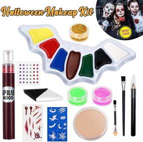 img 4 attached to 🎃 Набор для макияжа на Хэллоуин "Face Paint" - идеальный набор для взрослых, детей и девочек - образы зомби, клоуна и вампира с пугающими эффектами, кровью и восковыми шрамами - идеально подходит для семейных косплей-вечеринок.