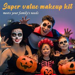 img 3 attached to 🎃 Набор для макияжа на Хэллоуин "Face Paint" - идеальный набор для взрослых, детей и девочек - образы зомби, клоуна и вампира с пугающими эффектами, кровью и восковыми шрамами - идеально подходит для семейных косплей-вечеринок.
