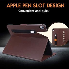 img 3 attached to 📱 FYY New iPad Pro 12.9" 3rd Generation Case 2018: Luxury Genuine Leather with Pencil Holder and Auto Sleep-Wake Feature - Dark Brown