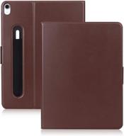 📱 fyy new ipad pro 12.9" 3rd generation case 2018: luxury genuine leather with pencil holder and auto sleep-wake feature - dark brown logo