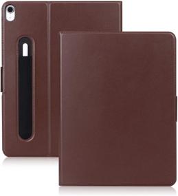 img 4 attached to 📱 FYY New iPad Pro 12.9" 3rd Generation Case 2018: Luxury Genuine Leather with Pencil Holder and Auto Sleep-Wake Feature - Dark Brown