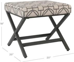 img 3 attached to 🪑 Gray Lattice Metal X-Base Ottoman by HomePop - Modern Square Design