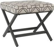 🪑 gray lattice metal x-base ottoman by homepop - modern square design logo