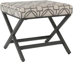 img 4 attached to 🪑 Gray Lattice Metal X-Base Ottoman by HomePop - Modern Square Design