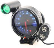 enhance your car performance with qiilu 3.75 inch 12v tachometer gauge - blue led with shift light! logo