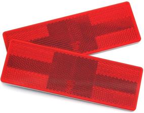 img 3 attached to MFC PRO 12Pcs Plastic Rectangular Stick-On Reflector Sticker (Red/12Pcs