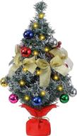 🎄 joybest 22" mini christmas tree snow flocked prelit - tabletop xmas tree with led lights - golden bow & ornaments - battery operated - best diy christmas decorations логотип