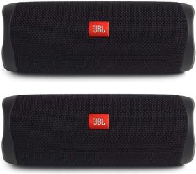 img 4 attached to 🔊 Пара черных портативных Bluetooth-колонок JBL Flip 5, водонепроницаемых для прослушивания в пути.