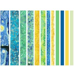 img 3 attached to 🌼 Набор Washi-лент: Van Gogh Звездная ночь, Синий, Желтый, Зеленый - Идеально подходит для детей и взрослых, Скрапбукинга, Бюллет-журналов и многого другого!