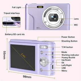 img 2 attached to 📸 36MP Kids Camera for Boys and Girls - Full HD 1080P Digital Camera with 32GB SD Card, Rechargeable Electronic Mini Camera for Students, Teens, Kids (Purple)