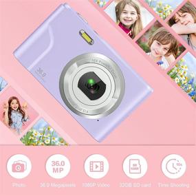 img 3 attached to 📸 36MP Kids Camera for Boys and Girls - Full HD 1080P Digital Camera with 32GB SD Card, Rechargeable Electronic Mini Camera for Students, Teens, Kids (Purple)