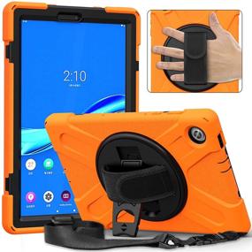 img 4 attached to Shockproof Protective Case for Lenovo Tab M10 Plus Kids 10.3 Inch 2020 2nd Gen - TSQQST, with Hand Shoulder Strap Stand, Orange Color - for Lenovo M10 FHD Plus Tablet TB-X606F TB-X606X