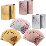 premium jucoan waterproof poker cards - 6 decks of gold, silver, and pink foil playing cards for party games логотип