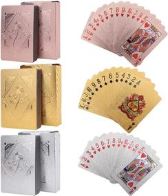 img 3 attached to Premium Jucoan Waterproof Poker Cards - 6 Decks of Gold, Silver, and Pink Foil Playing Cards for Party Games