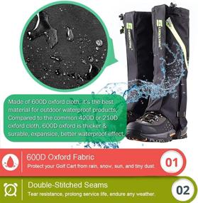 img 1 attached to 🏔️ IC ICLOVER Snow Gaiters: Waterproof 600D Oxford Leg Boot Cover for Hunting, Hiking, Skiing, Camping, Climbing – High Leg Protection against Biting, Dust, Mud, Rocks and Thorns