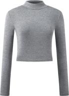 👚 klotho women's lightweight mock turtleneck crop tops: long sleeve casual base layer for women and teen girls logo