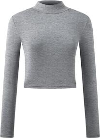 img 4 attached to 👚 KLOTHO Women's Lightweight Mock Turtleneck Crop Tops: Long Sleeve Casual Base Layer for Women and Teen Girls