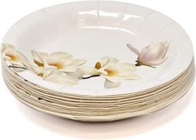 img 2 attached to 🌸 Floral White Magnolia Blossom Party Supplies Set for Bridal, Baby Shower, Wedding, and More!