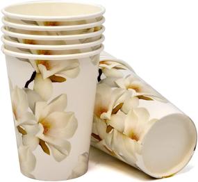 img 1 attached to 🌸 Floral White Magnolia Blossom Party Supplies Set for Bridal, Baby Shower, Wedding, and More!