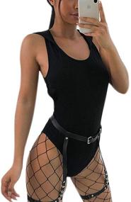 img 1 attached to 🔥 Provocative Women's Rave Pentagram Bodysuit Jumpsuit: Sexy Hoodie Festival Clothing Romper for Dance Party Clubwear