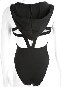 img 2 attached to 🔥 Provocative Women's Rave Pentagram Bodysuit Jumpsuit: Sexy Hoodie Festival Clothing Romper for Dance Party Clubwear