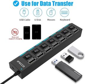 img 3 attached to Multi-Port USB Hub 2.0 Splitter with Individual ON/Off Switches and LEDs - Ideal for PC, Mac, Laptop, Surface, and More