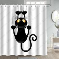 🐱 расстегивание душа с милым котенком-картуном черного цвета - минималистичная эстетика с 12 крючками, 72х72 дюйма логотип