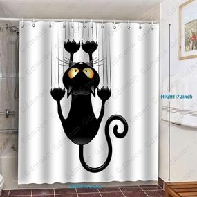 img 3 attached to 🐱 Cartoon Cute Kitten Black Cat Shower Curtain Set - Minimalist Aesthetics with 12 Hooks, 72x72In