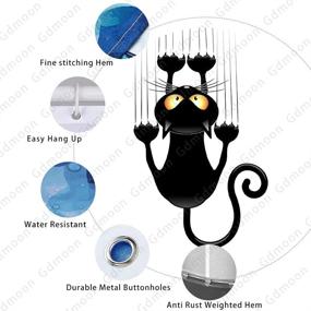 img 2 attached to 🐱 Cartoon Cute Kitten Black Cat Shower Curtain Set - Minimalist Aesthetics with 12 Hooks, 72x72In